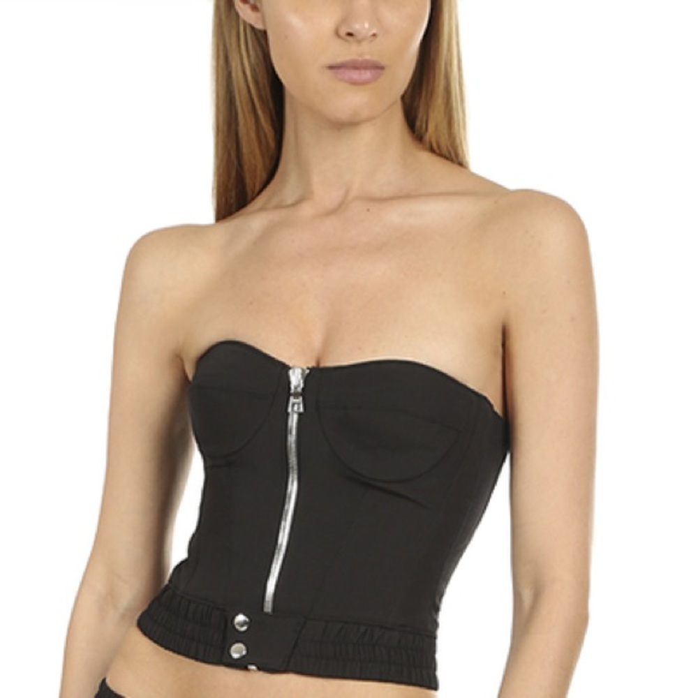 RtA Vicki Corset Bustier Zipper Detail Black top
